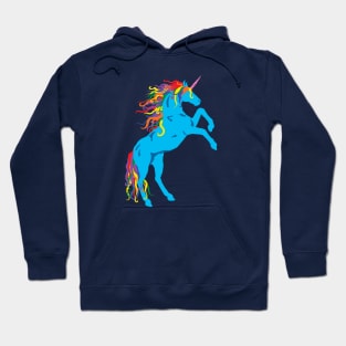 Rainbow Maned Cyan Pride Unicorn Hoodie